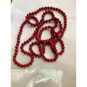 48 Inch Long red bead necklace Double wrappable